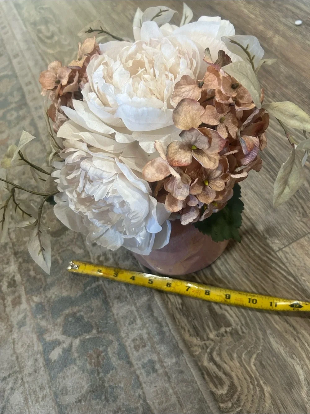 Elegant White and Blush Faux Peony & Hydrangea Arrangement - Home Accents